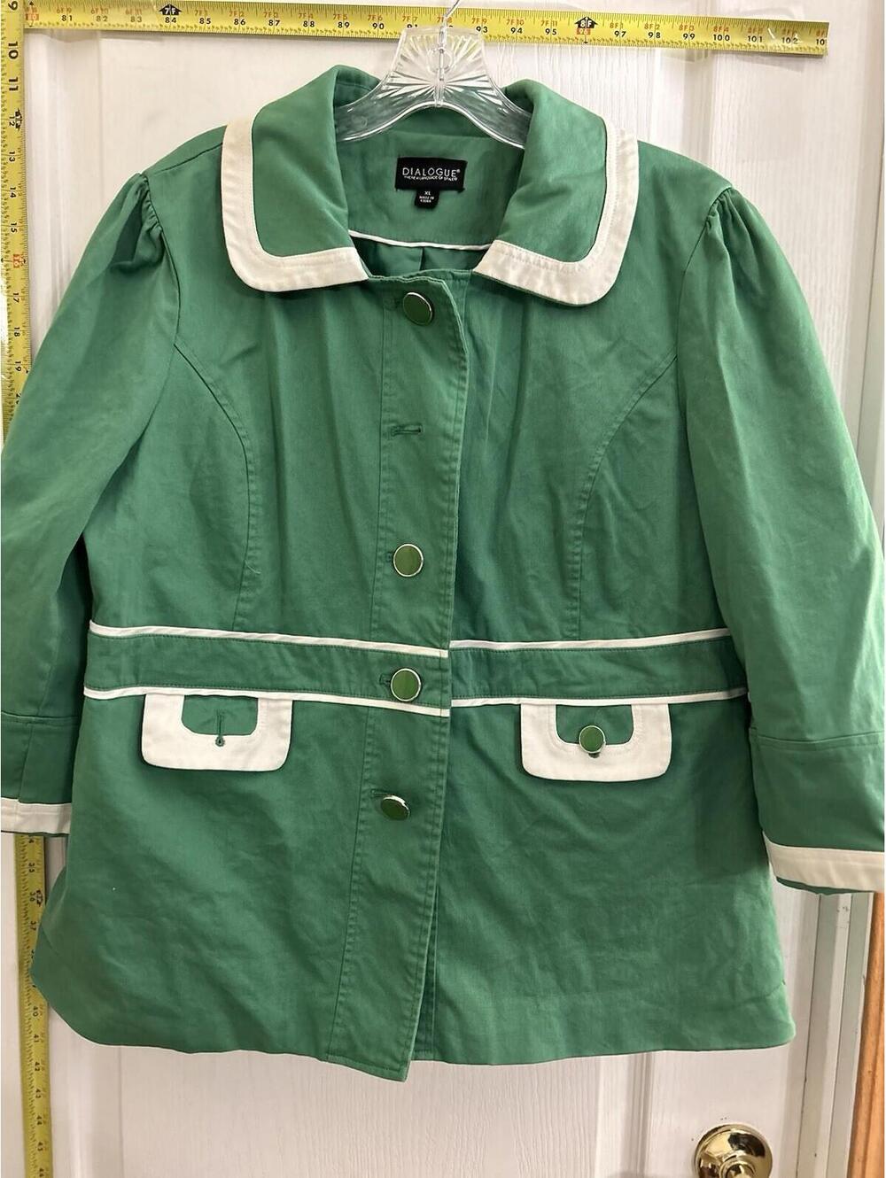 DIALOGUE Language of Style IRISH GREEN JACKET Womens Size XL Cotton COAT